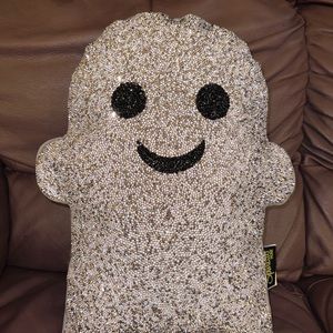 Sparkle-Sequin Silver Ghost Pillow